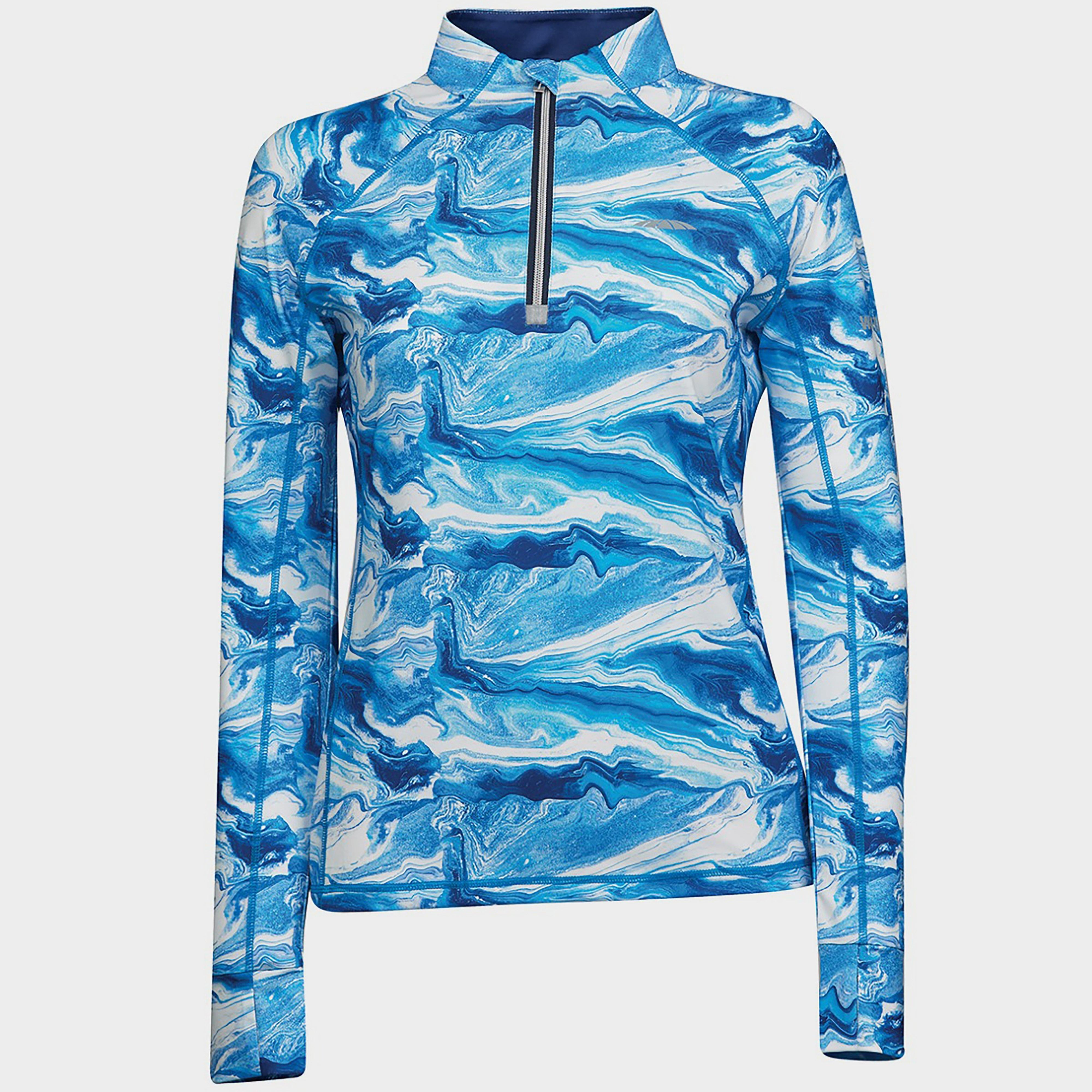 Long Sleeve Ruby Marble Top Blue Swirl Marble