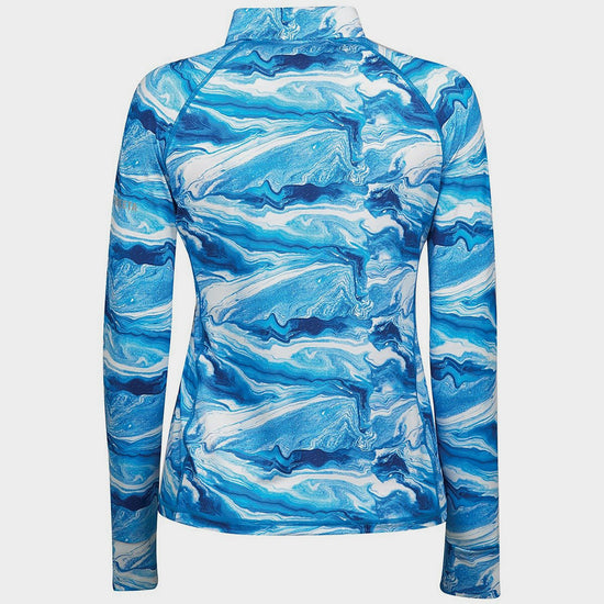 Long Sleeve Ruby Marble Top Blue Swirl Marble