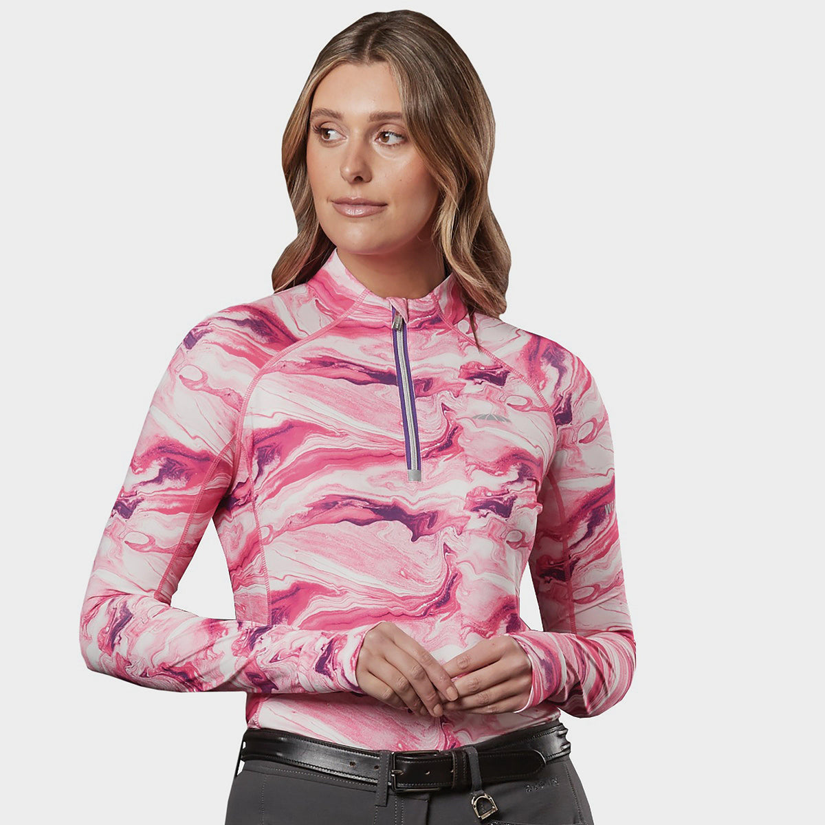 Long Sleeve Ruby Marble Top Pink Swirl Marble