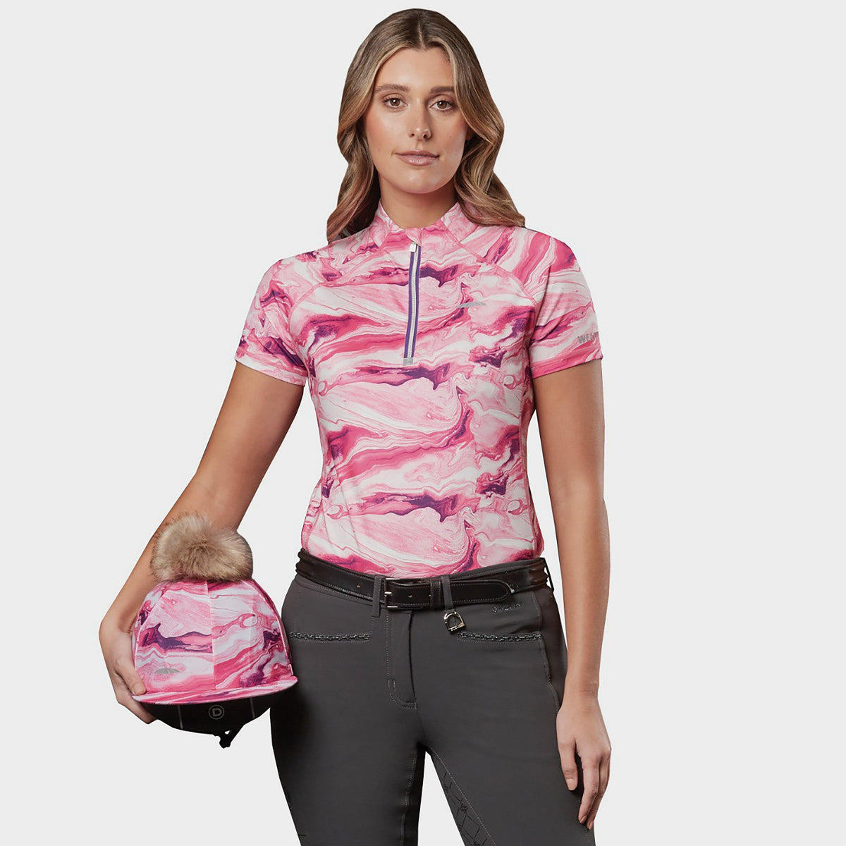 Short Sleeve Ruby Marble Top Pink Swirl Marble