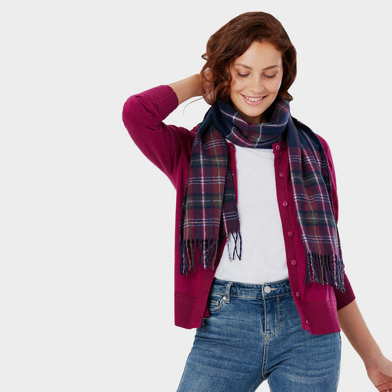 Womens Bracken Scarf Navy Purple Check