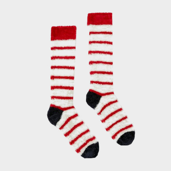 Fab Fluffy Socks Cream Stripe