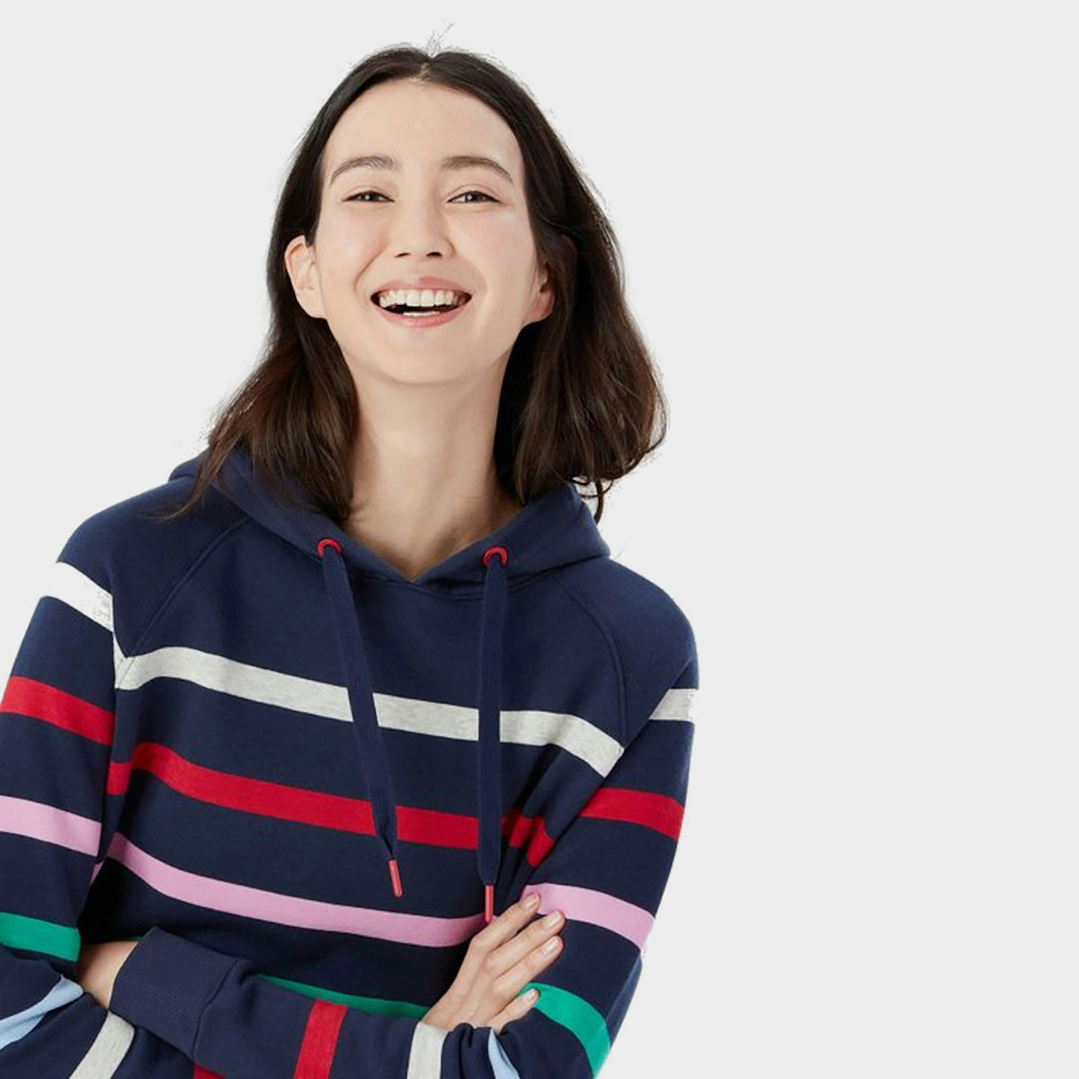 Ladies Rowley Reglan Sweatshirt Navy Multistripe