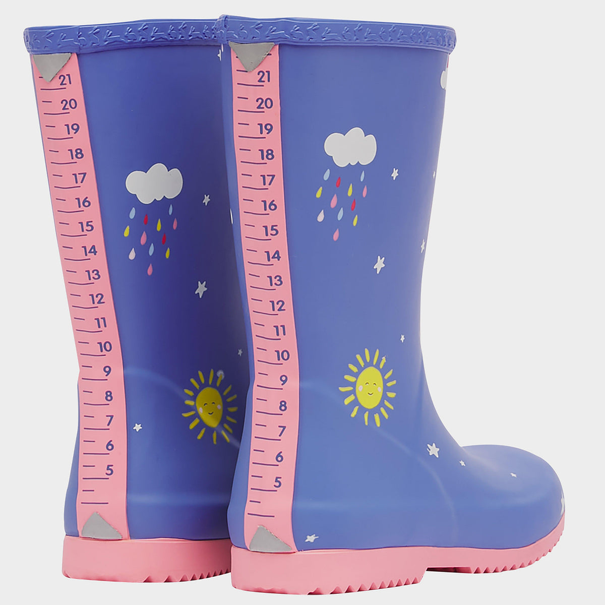 Junior Roll Up Wellies Blue Clouds