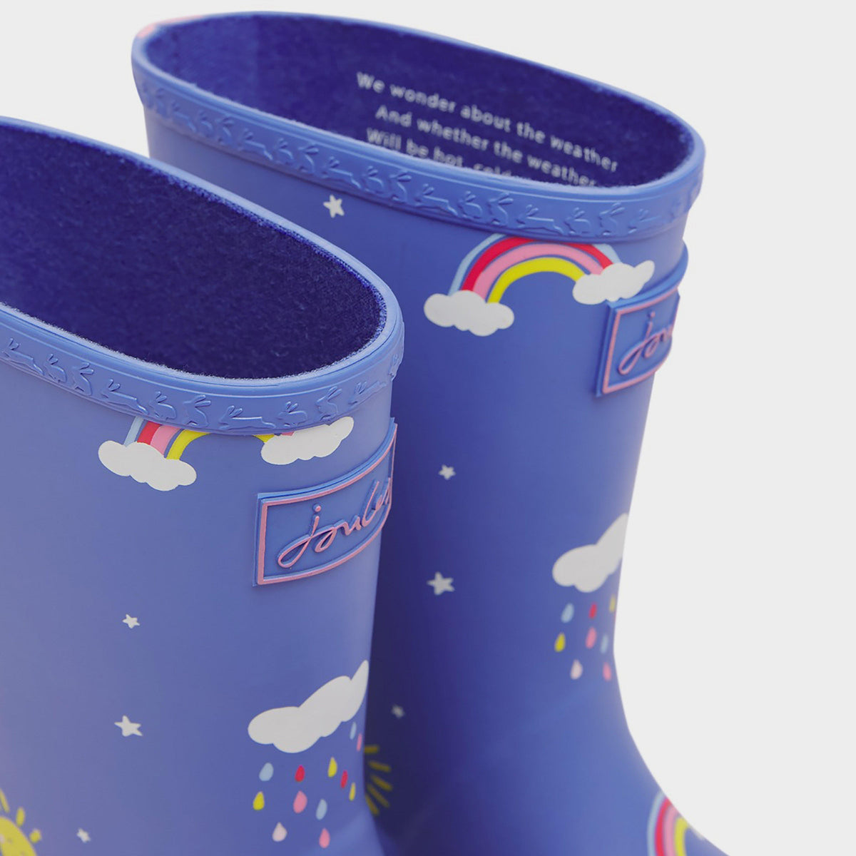 Junior Roll Up Wellies Blue Clouds