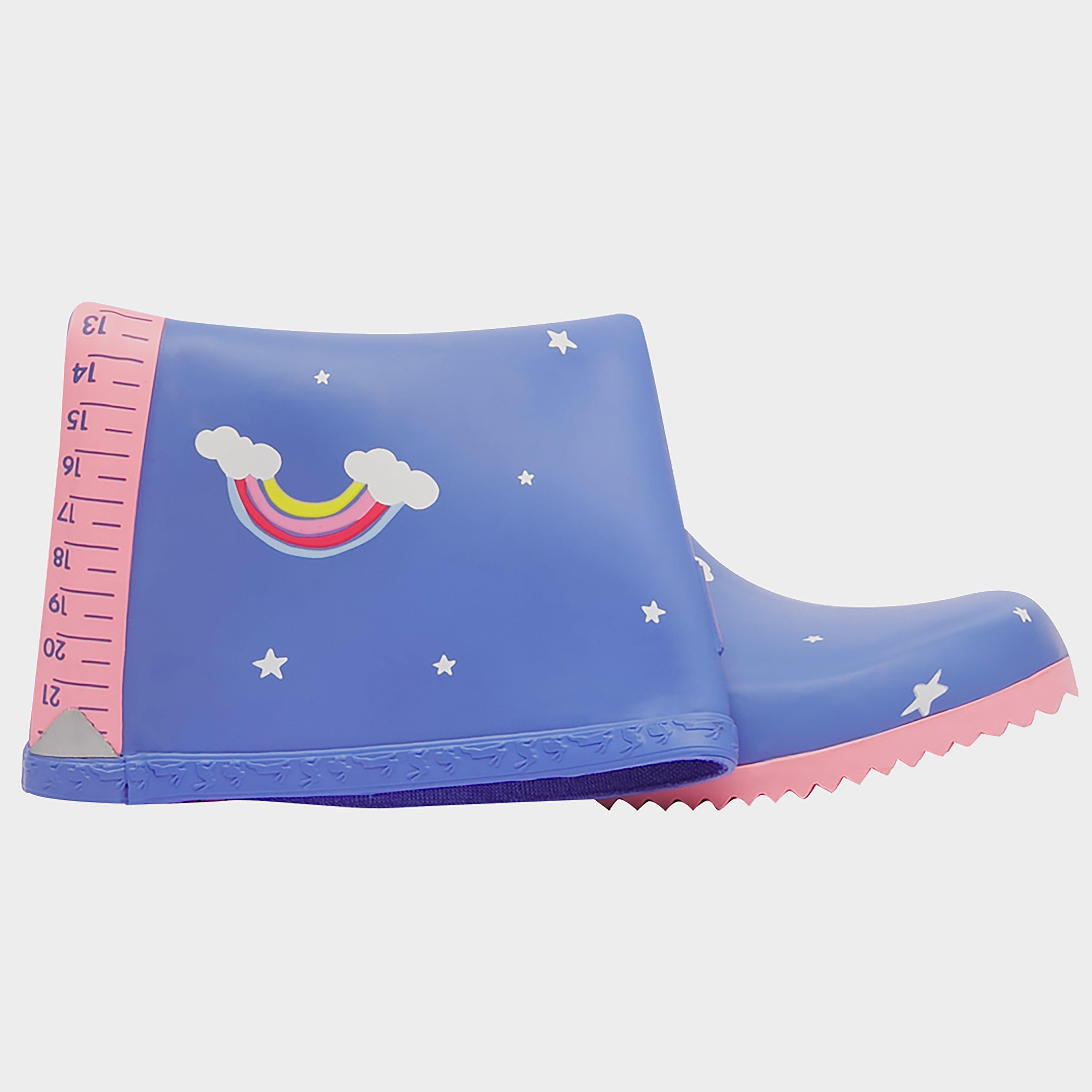 Junior Roll Up Wellies Blue Clouds
