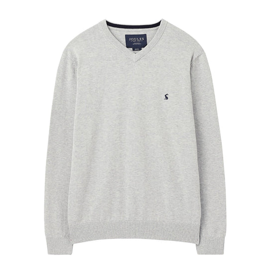Mens Jarvis V-Neck Knit Sweater Light Grey Marl