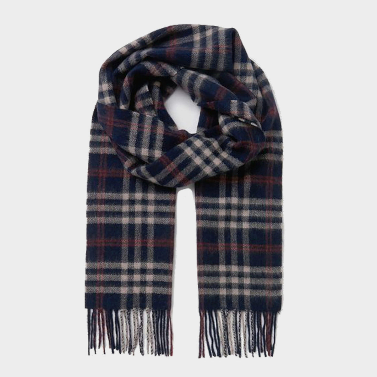 Tytherton Wool Scarf Navy Cream Check