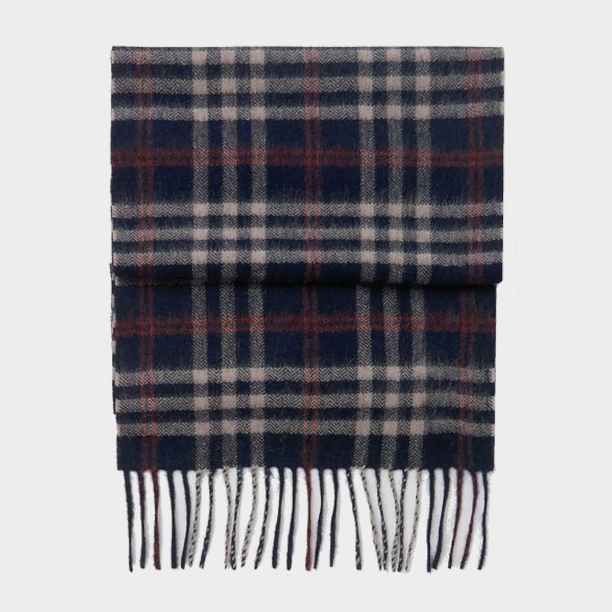 Tytherton Wool Scarf Navy Cream Check