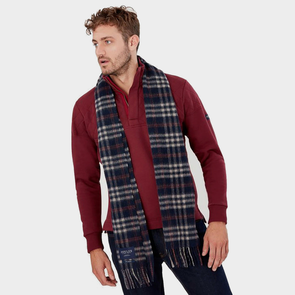 Tytherton Wool Scarf Navy Cream Check