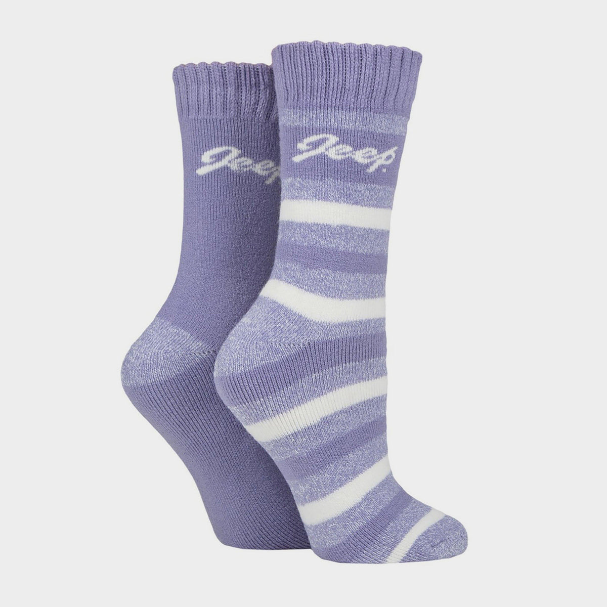 Womens Thermal Stripey 2 Pack Socks Lilac/Cream