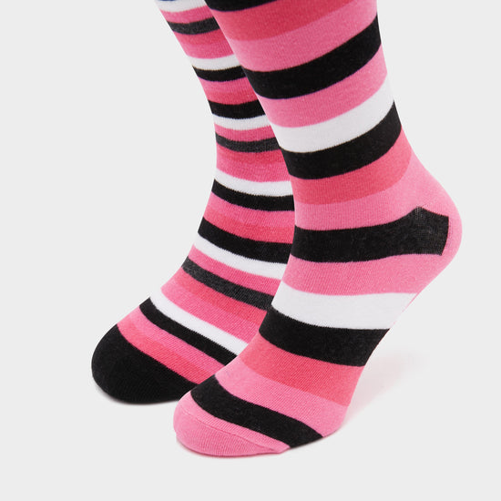 Womens Equestrian Stripe 2 Pack Socks Black/Pink