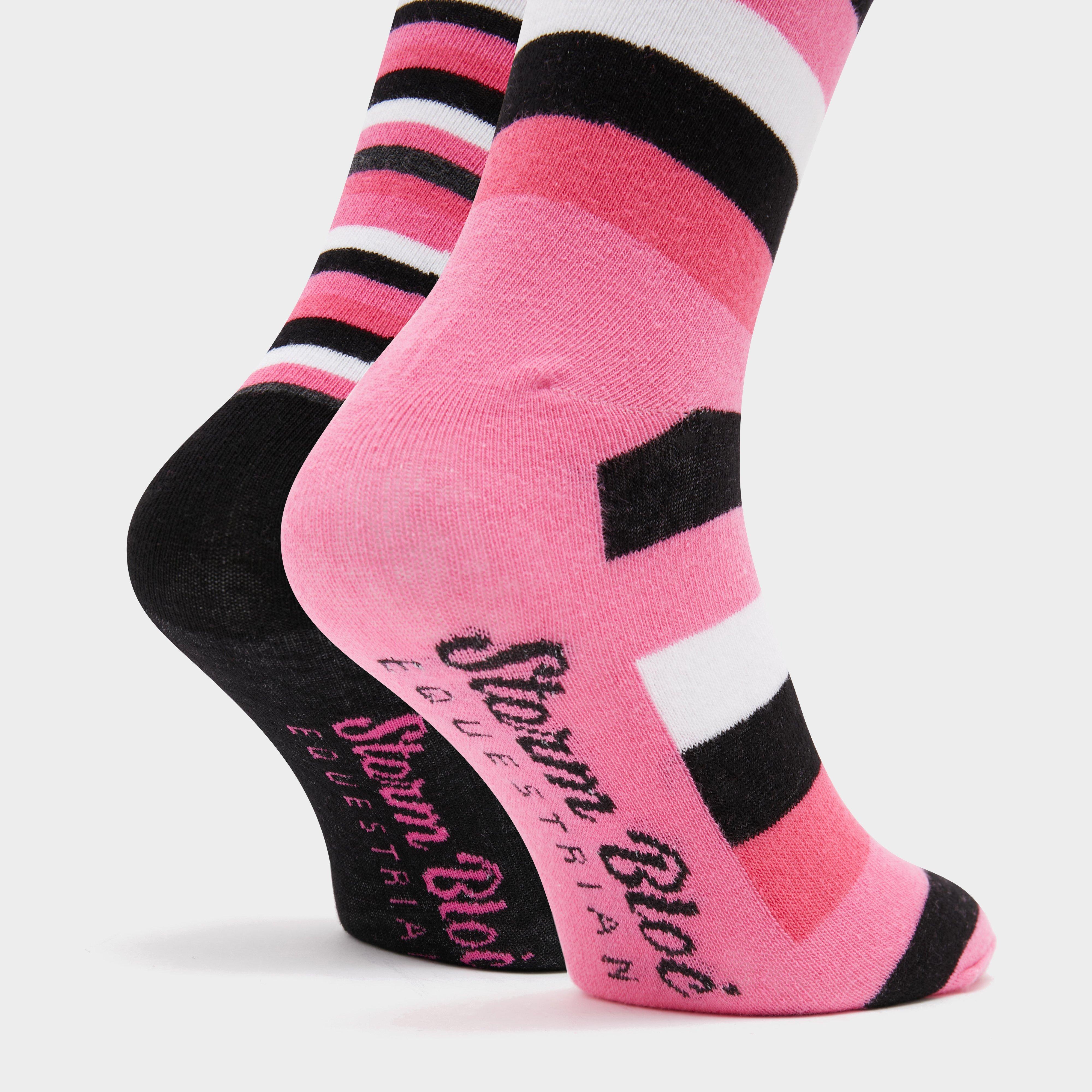 Womens Equestrian Stripe 2 Pack Socks Black/Pink
