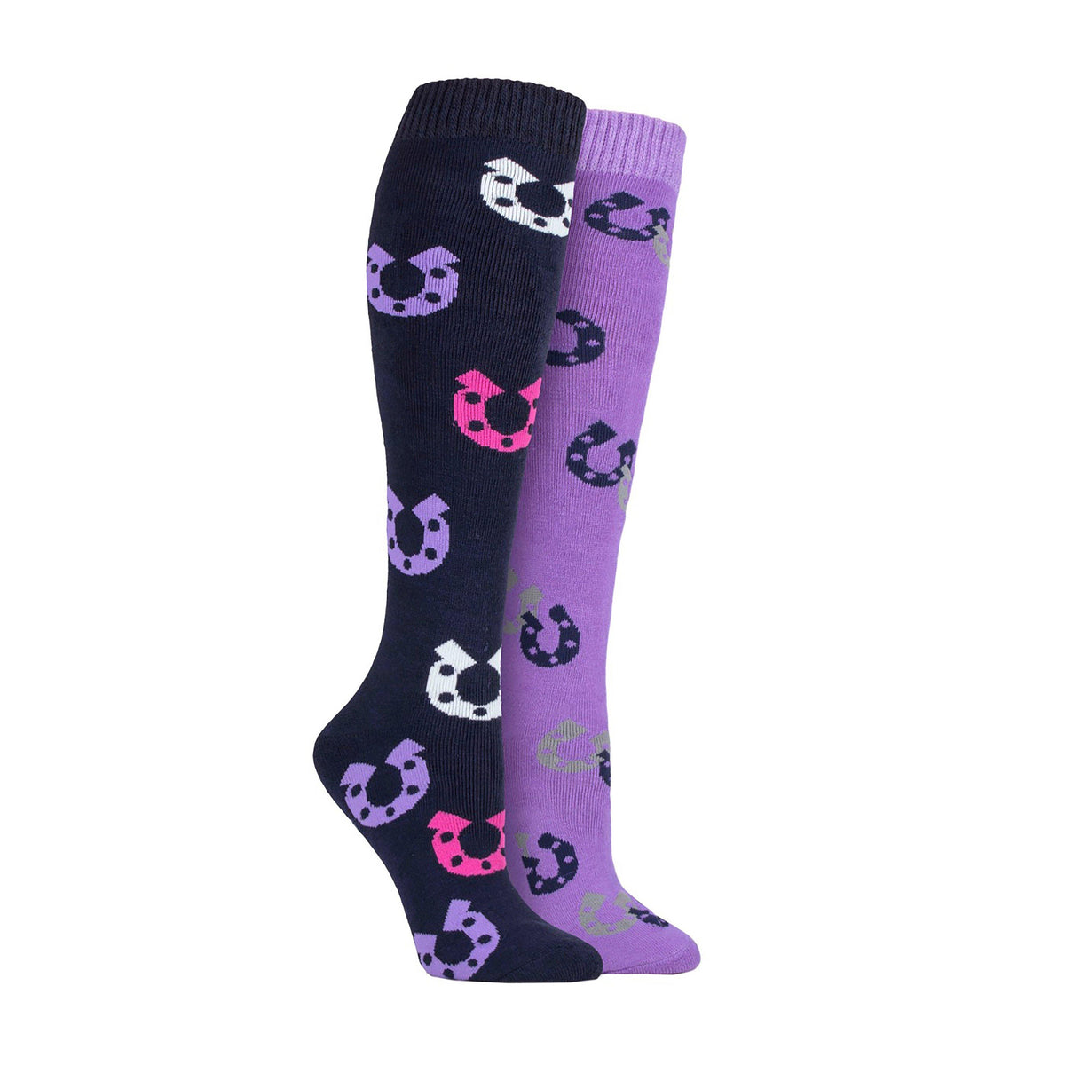 Womens Horseshoe 2 Pack Socks Navy/Lilac