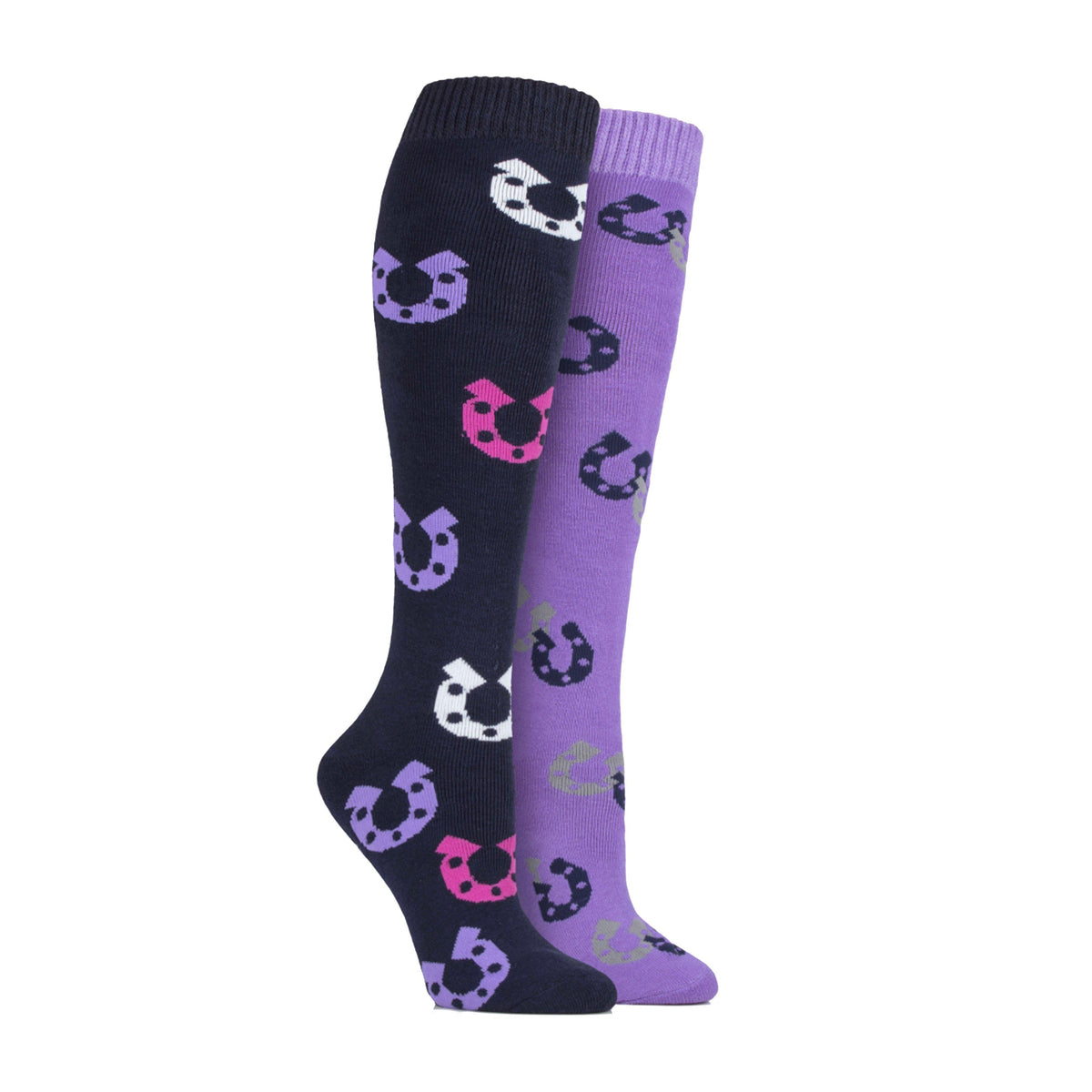 StormBloc® Kids Equestrian Horseshoe 2 Pack Socks Navy/Lilac