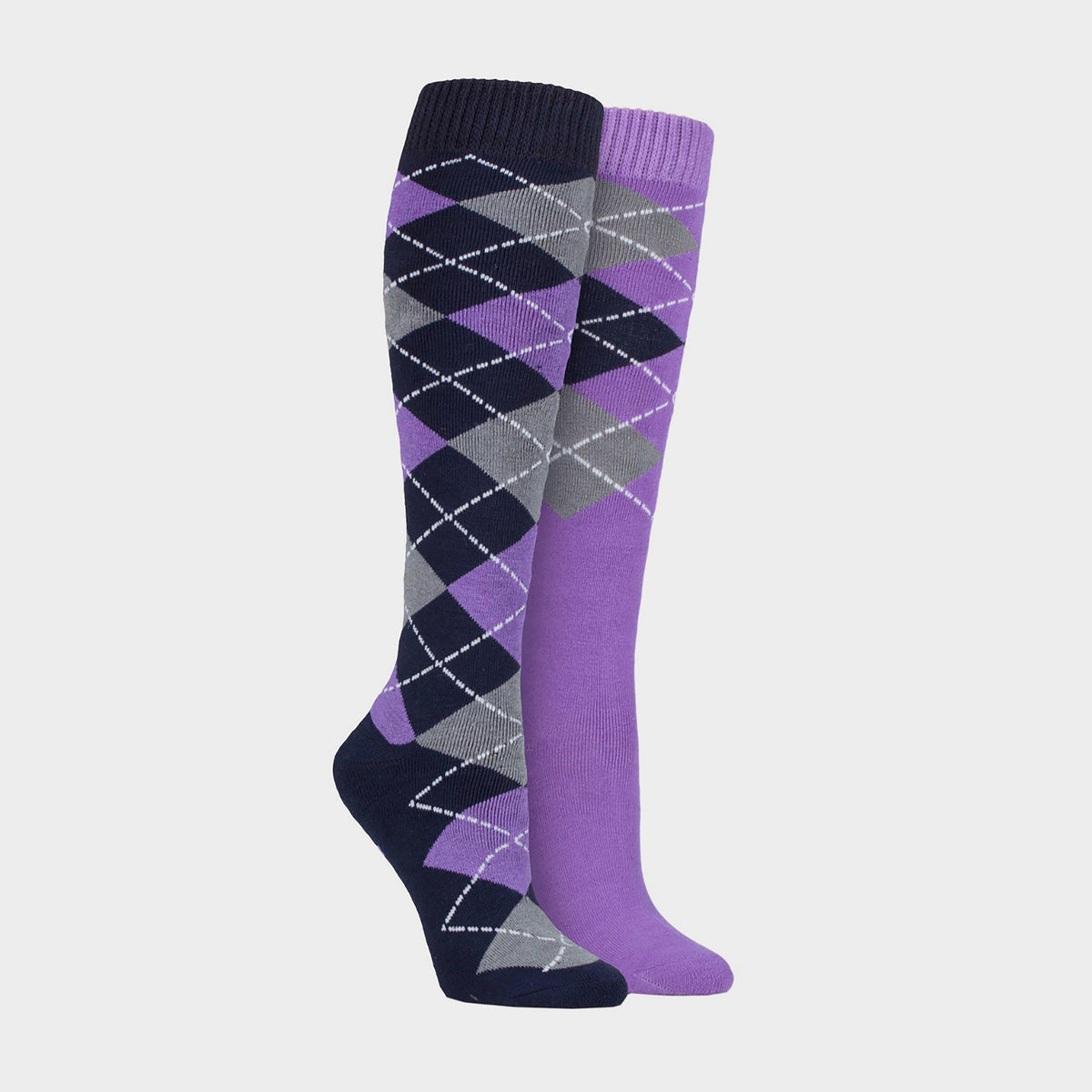 Womens Midweight Argyle Socks Navy/Lilac