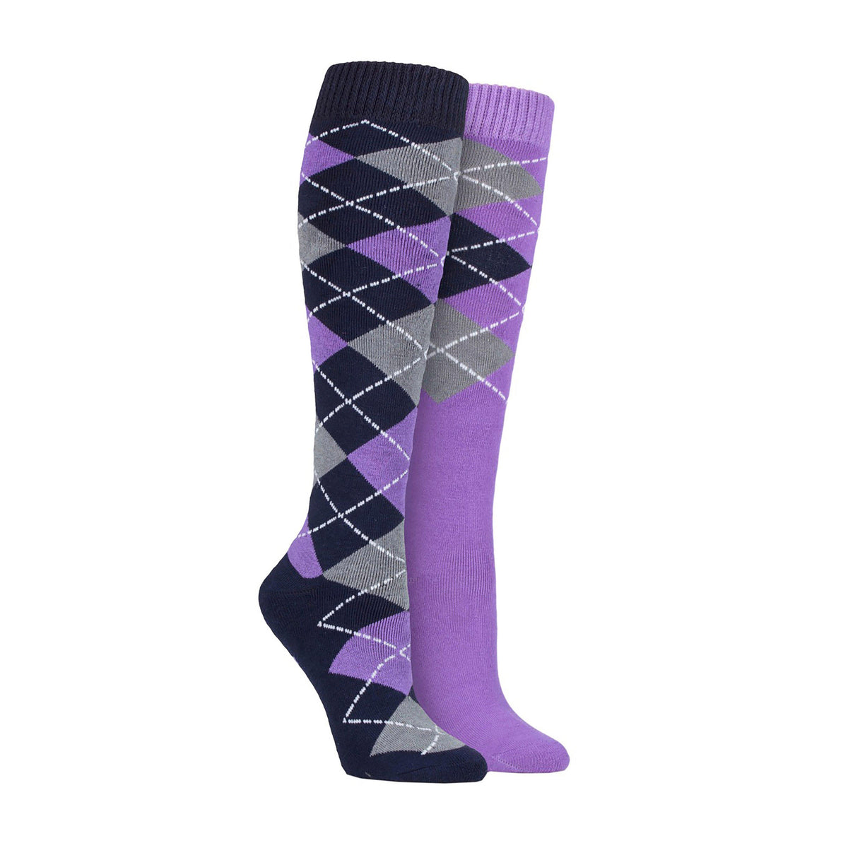 Womens Midweight Argyle Socks Navy/Lilac