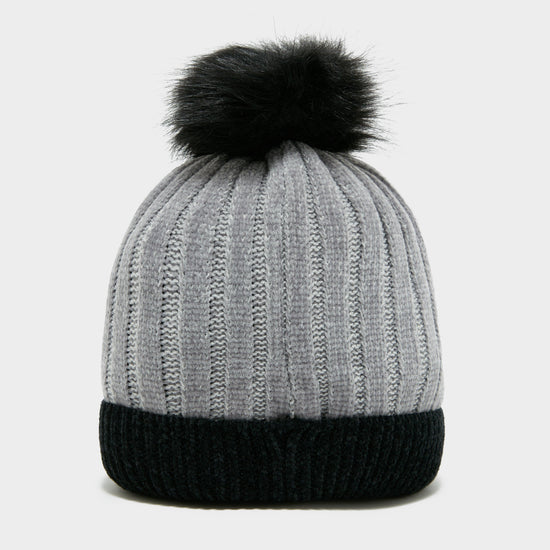 Womens Lakeside Pom Hat Grey/Black