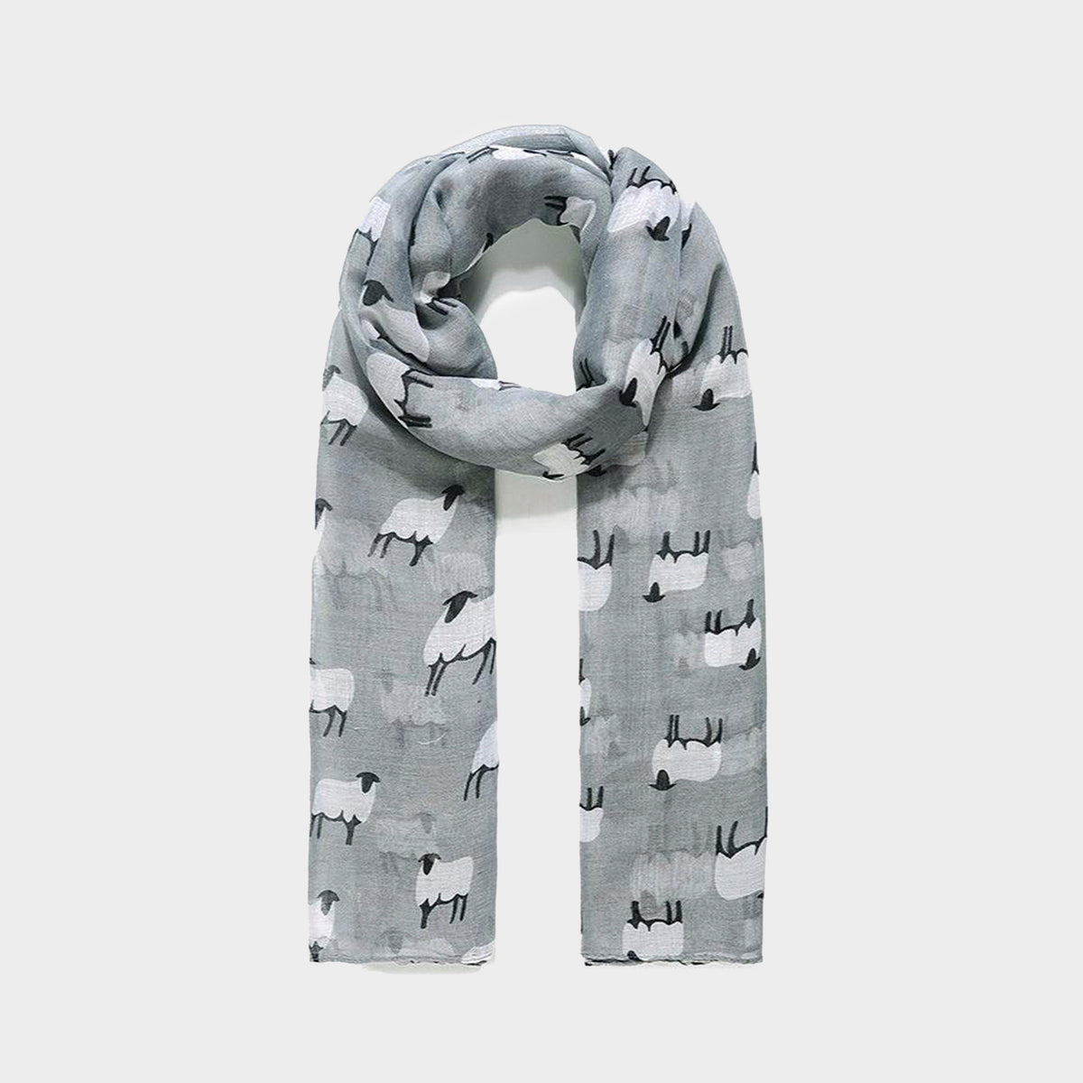 Platinum Sheep Print Scarf Grey