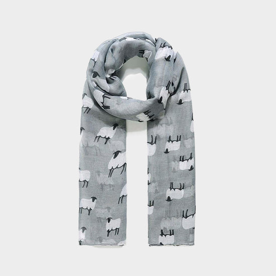 Platinum Sheep Print Scarf Grey