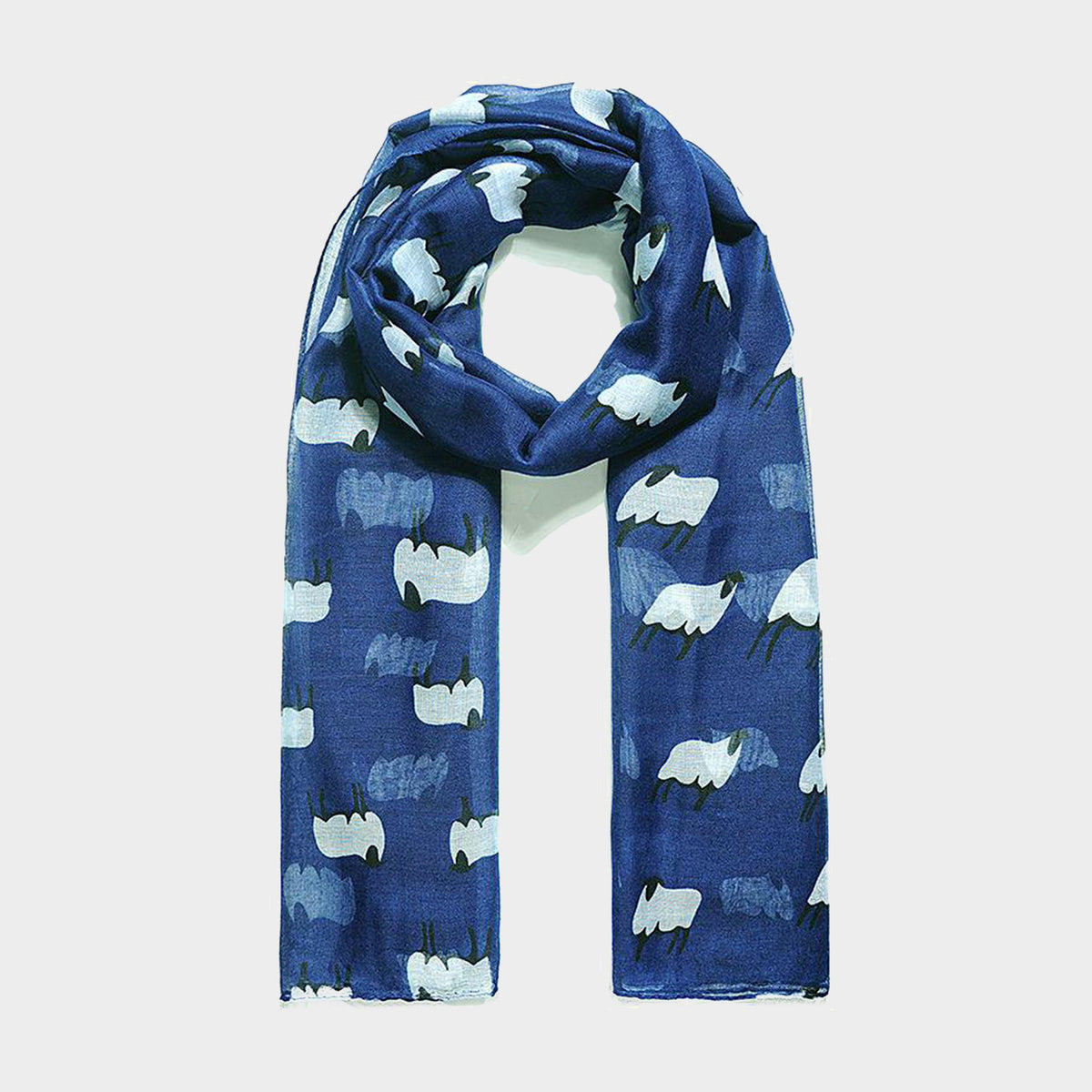 Platinum Sheep Print Scarf Navy