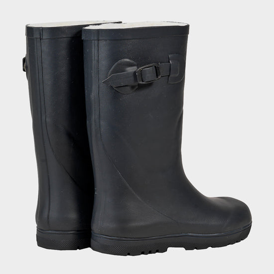 Childs Woody Pop Fur Wellington Boots Marine