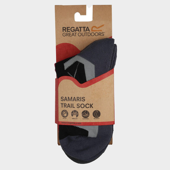 Womens Outdoor Active Socks 2 Pack Black/Cherry Pink