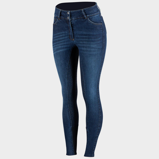 Ladies Kaia High Waisted Silicone Full Seat Breeches Denim