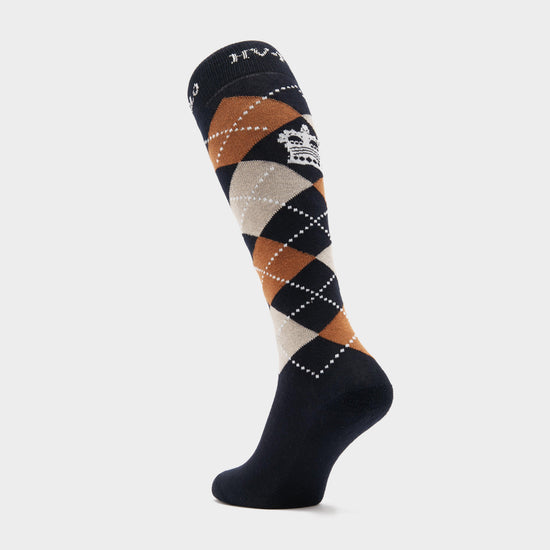 Argyle Socks Navy/Camel Heather