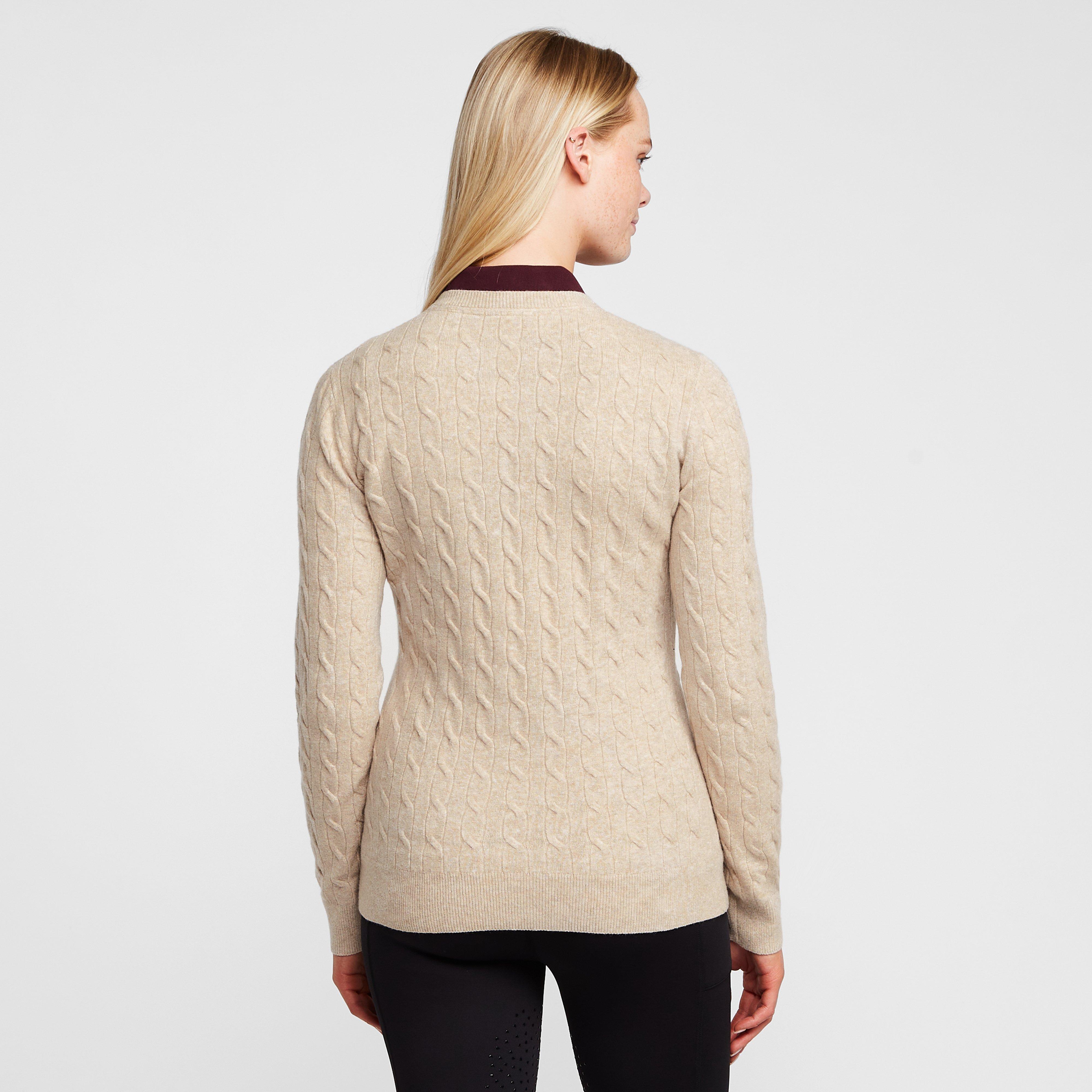 Womens Classy Cable Pullover Champagne Light Grey Heather