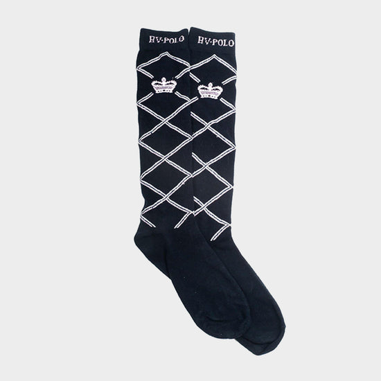 Cecile Intarsia Socks Navy