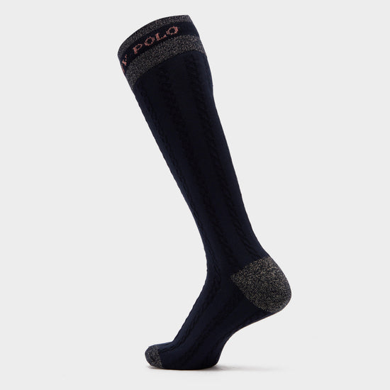 Cecile Cable Socks Navy
