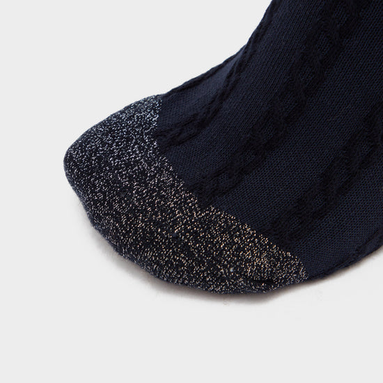 Cecile Cable Socks Navy