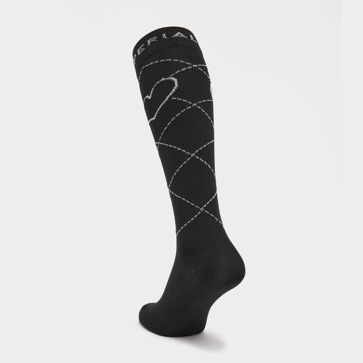 Womens Heart Long Socks Black