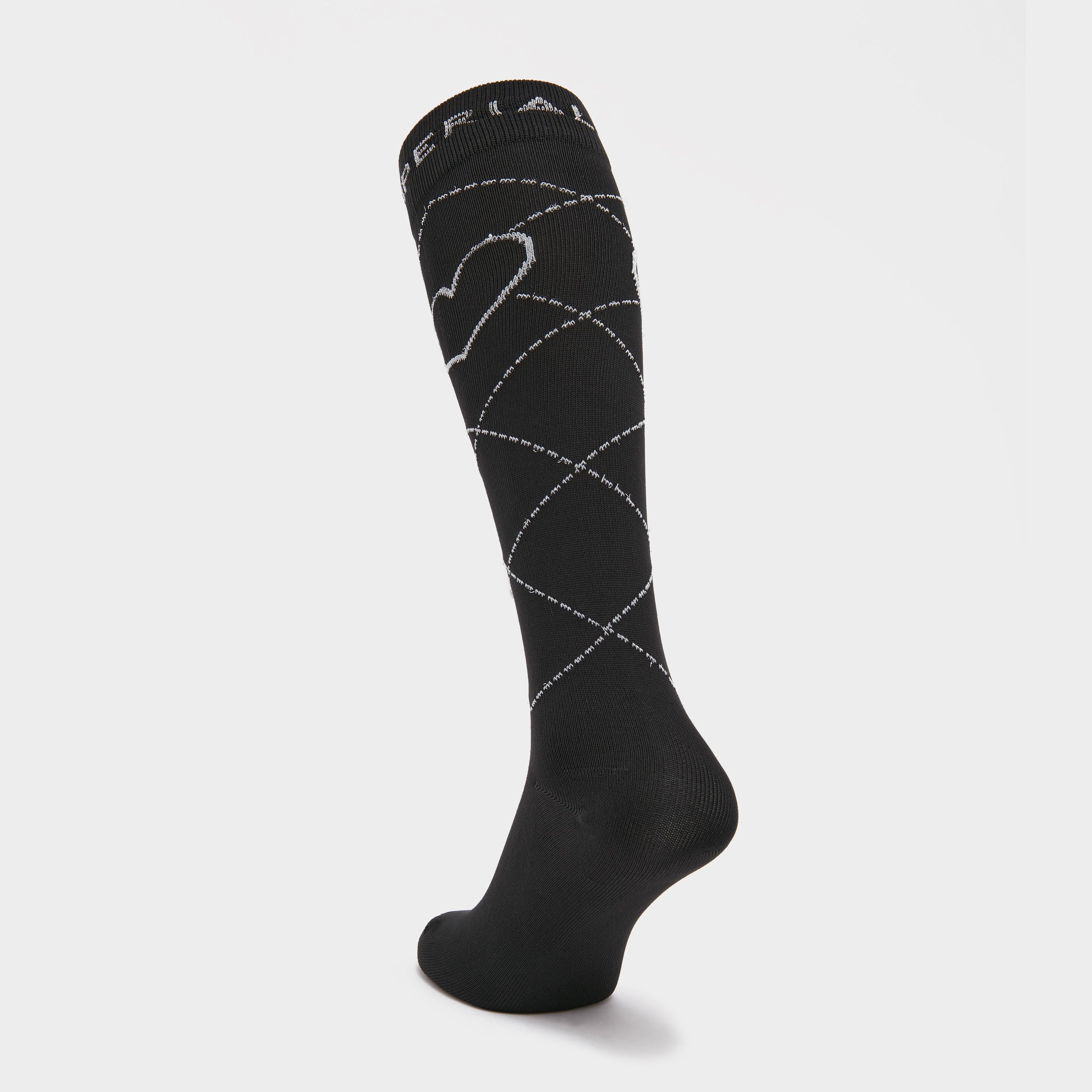 Womens Heart Long Socks Black