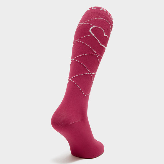 Womens Heart Long Socks Pink