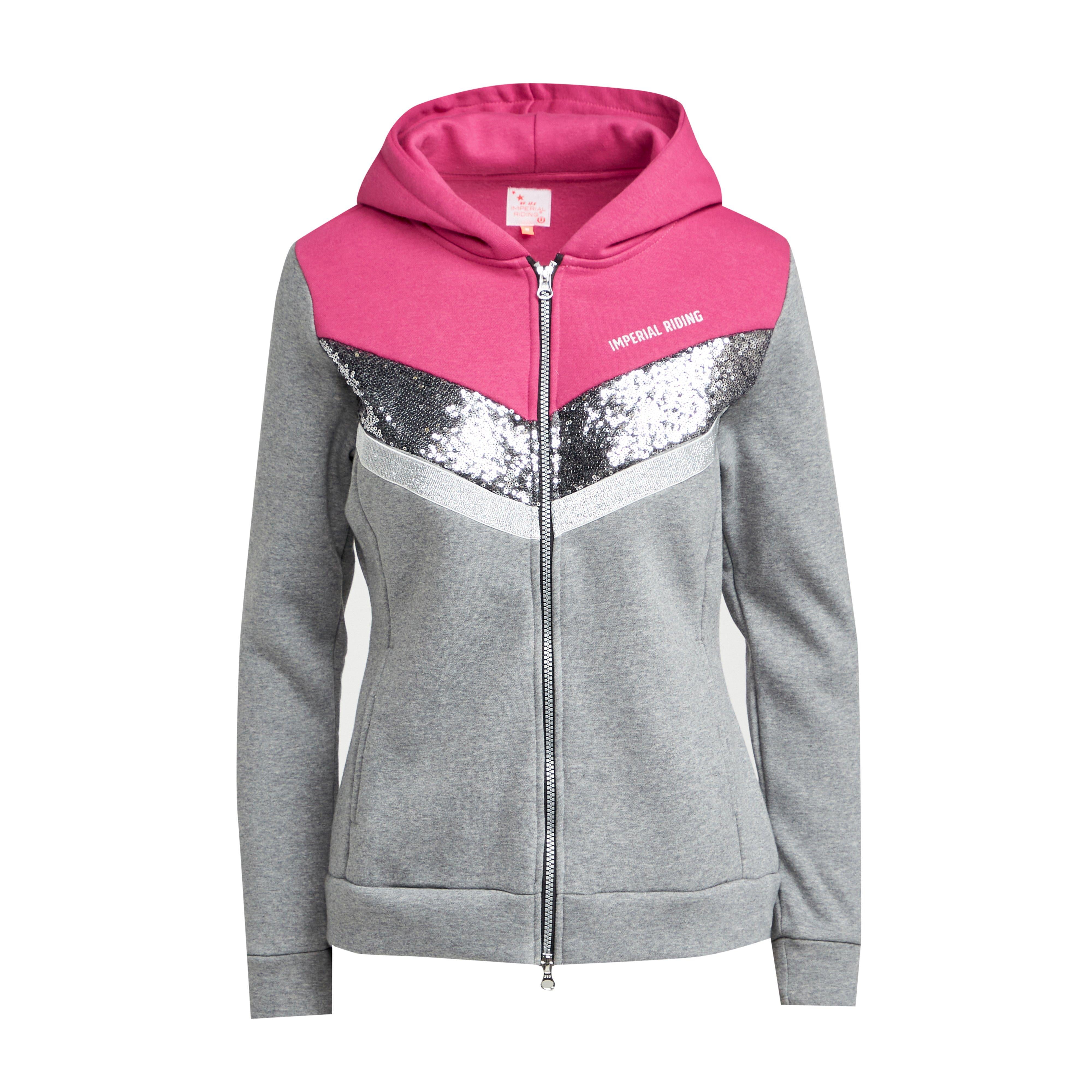 Womens Diamond Hooded Sweat Jacket Flower Pink
