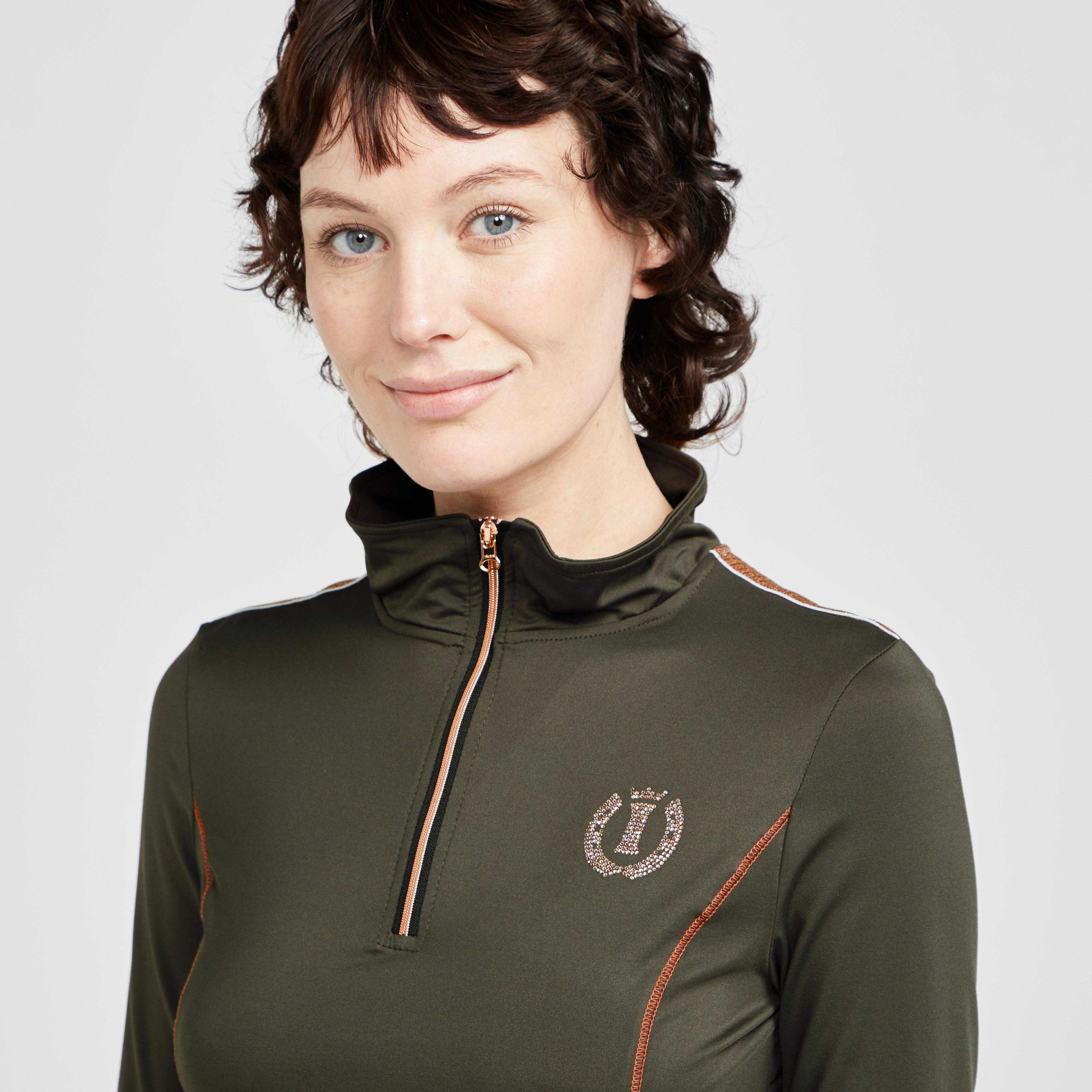 Womens Sporty Star 1/2 Zip Technical Top Dark Olive