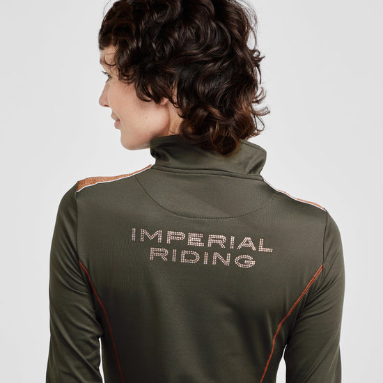 Womens Sporty Star 1/2 Zip Technical Top Dark Olive