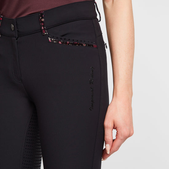 Womens El Capone Silicone Full Seats Breeches Black Flower
