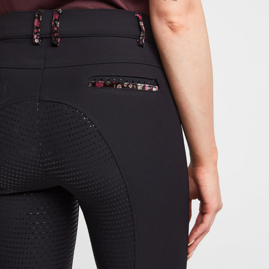 Womens El Capone Silicone Full Seats Breeches Black Flower