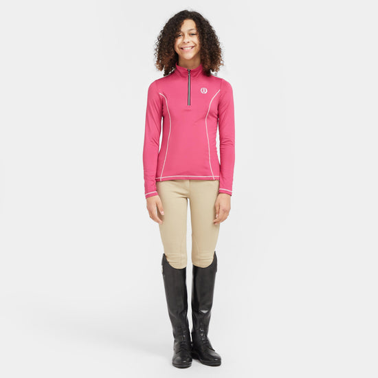 Childs Sporty Star 1/2 Zip Technical Top Flower Pink