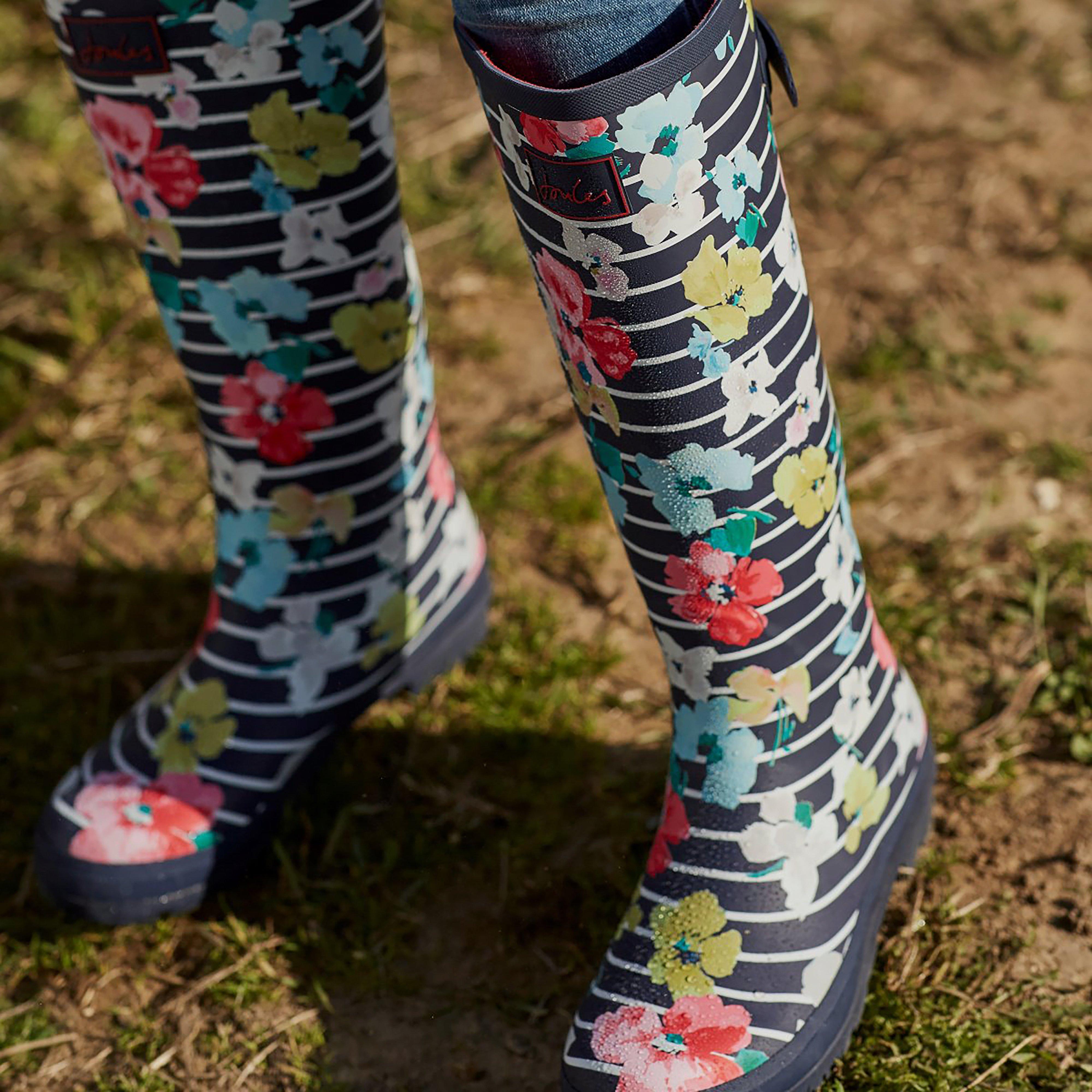 Women's Welly Print Blue Stripe Floral
