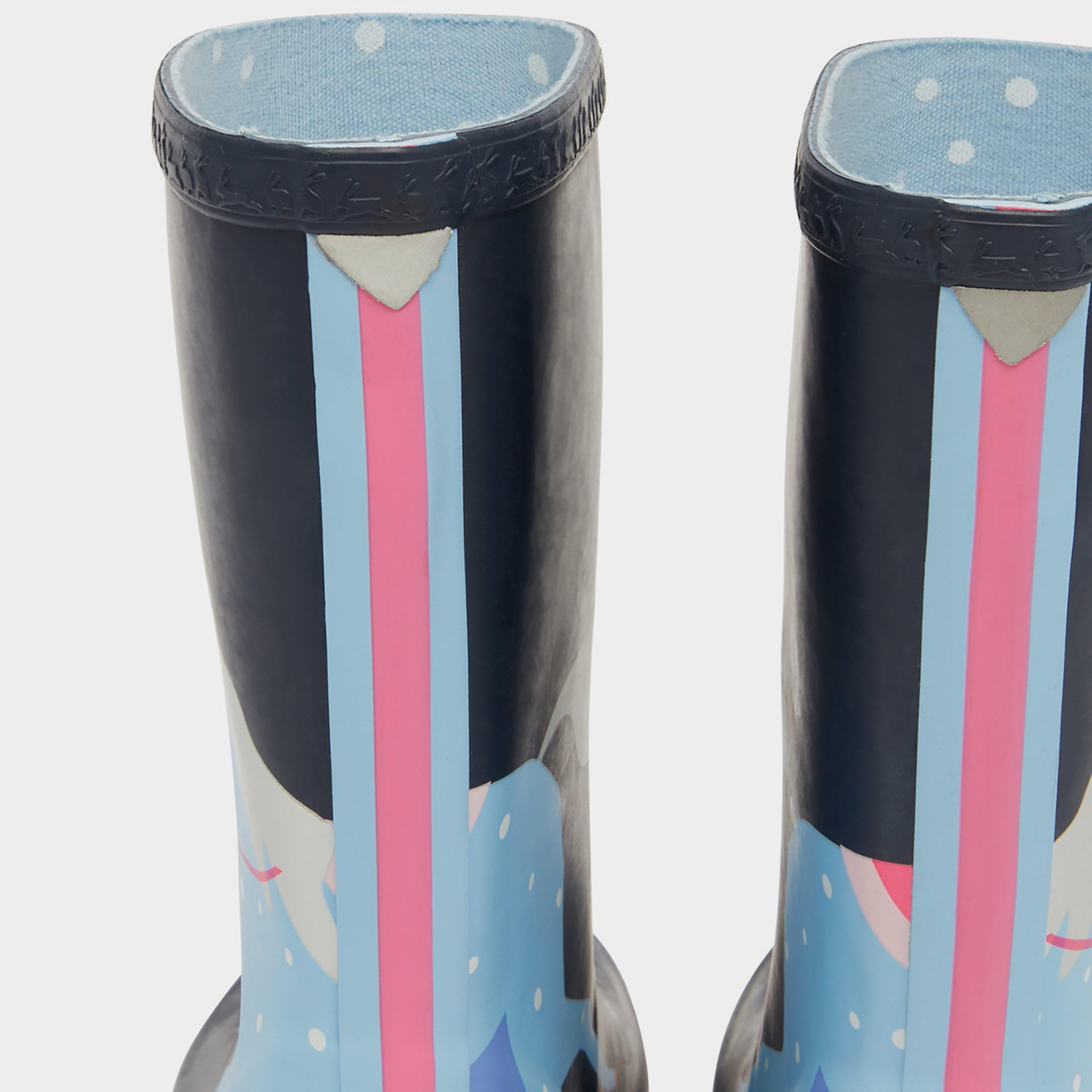 Kids Roll Up Wellies Navy Horses