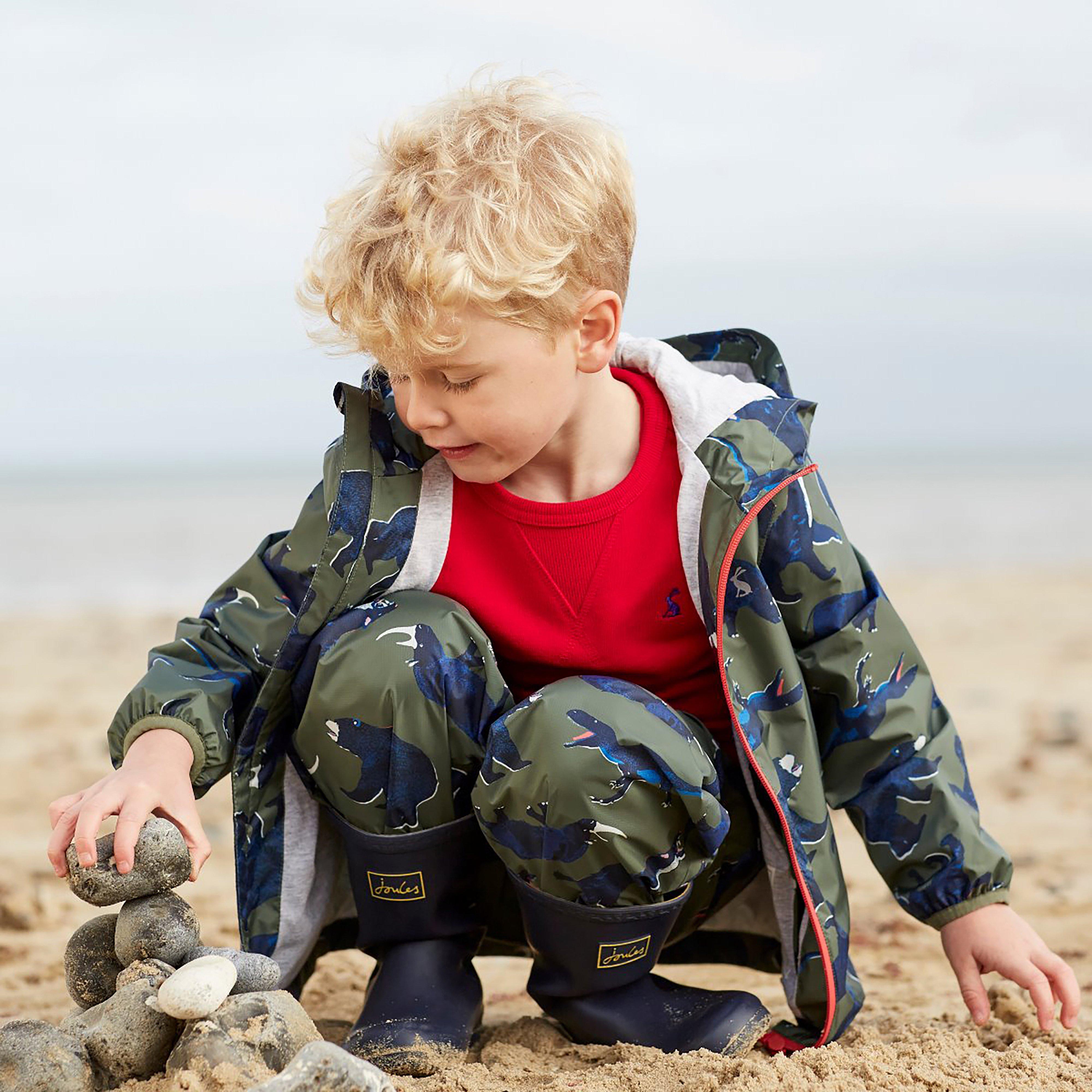 Joules Kids Bayfield Waterproof Jacket Green Beasts