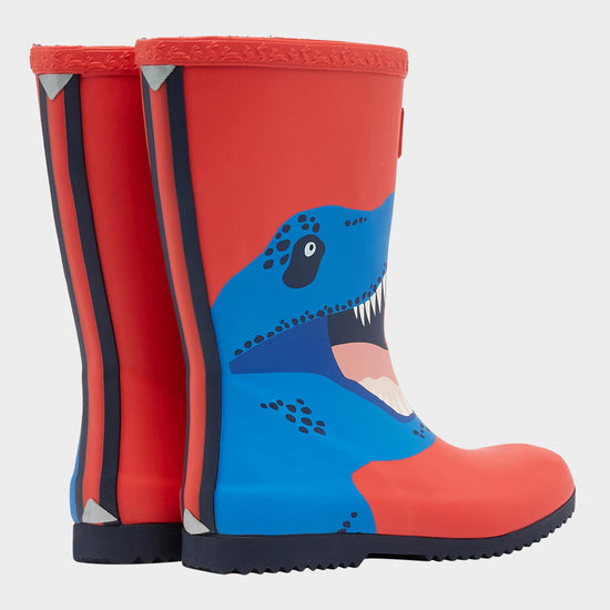 Childs Roll Up Wellies Red Dino