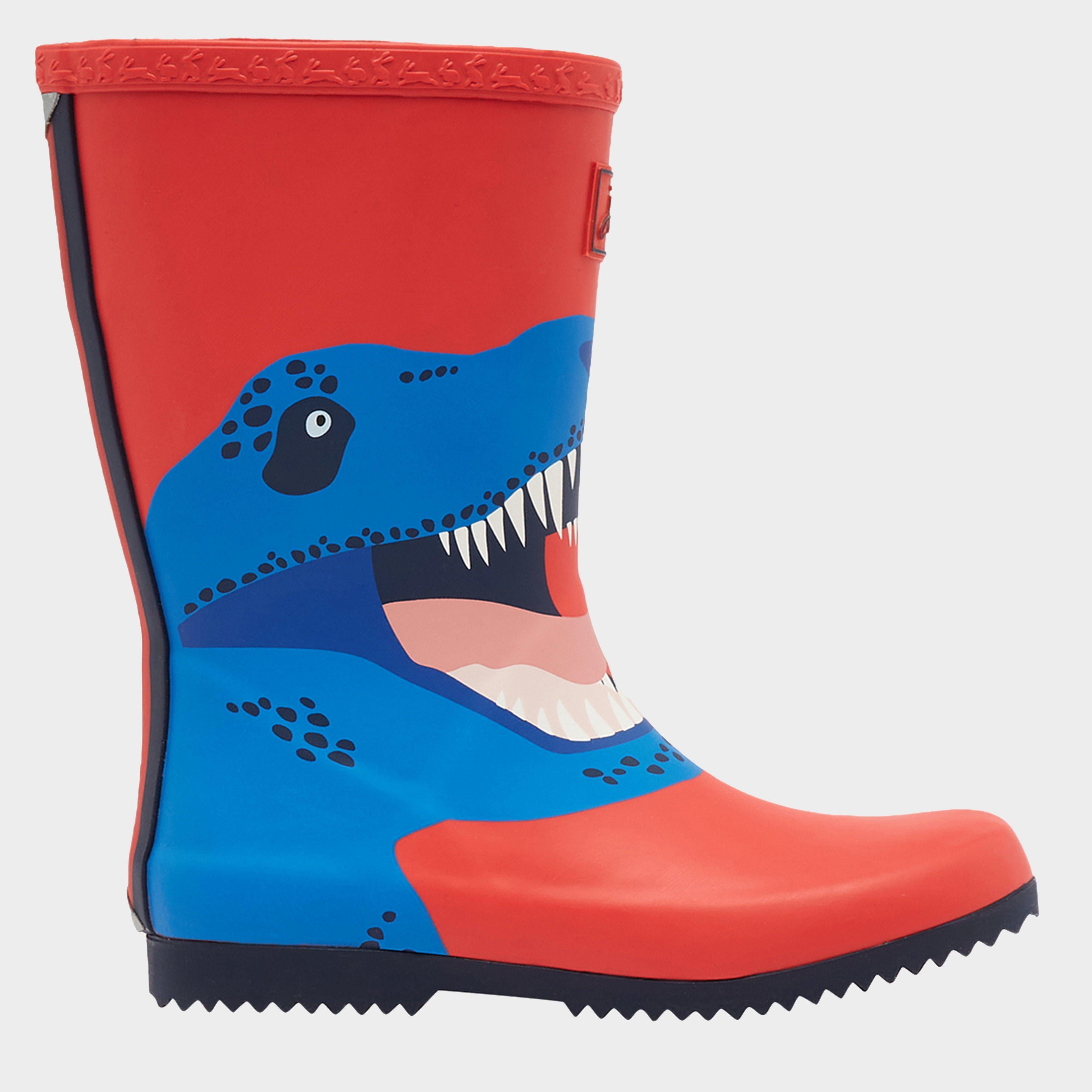 Childs Roll Up Wellies Red Dino