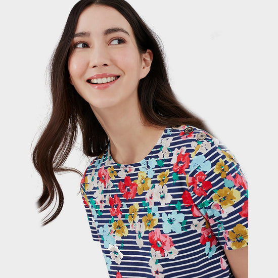 Womens Harbour Print Short Sleeved Top Blue Border Stripe