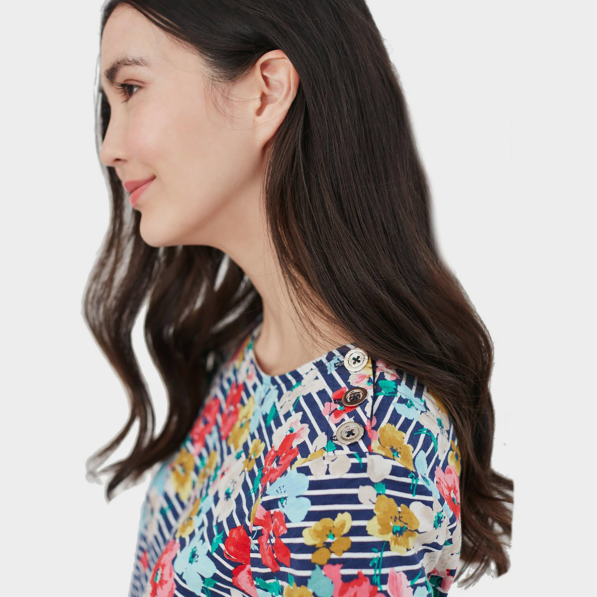 Womens Harbour Print Short Sleeved Top Blue Border Stripe