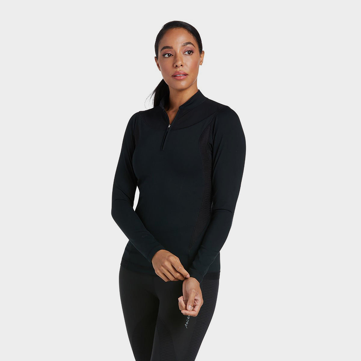 Womens Ascent 1/4 Zip Base Layer Black